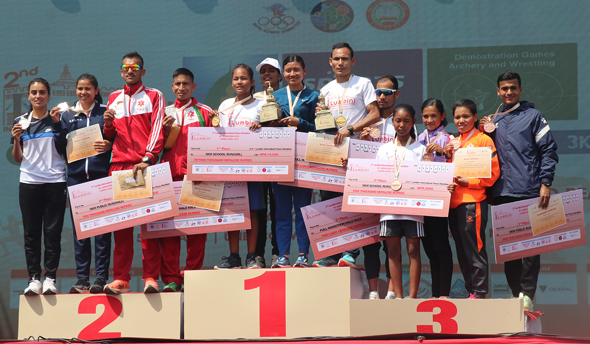 लुम्बिनी अन्तर्राष्ट्रिय पिस म्याराथनमा नेपाली धावकको वर्चस्व